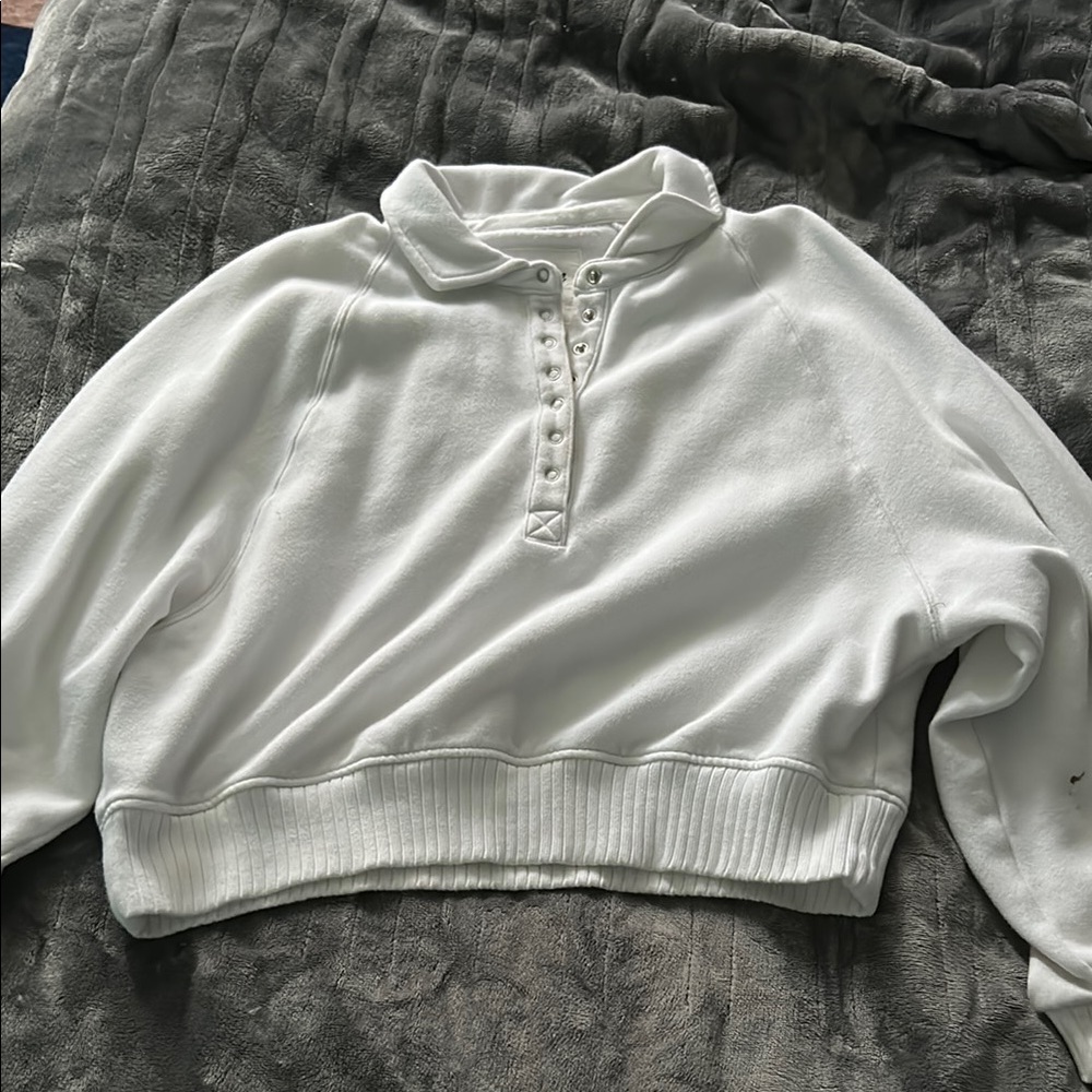 White Button-Up Sweatshirt - Aerie